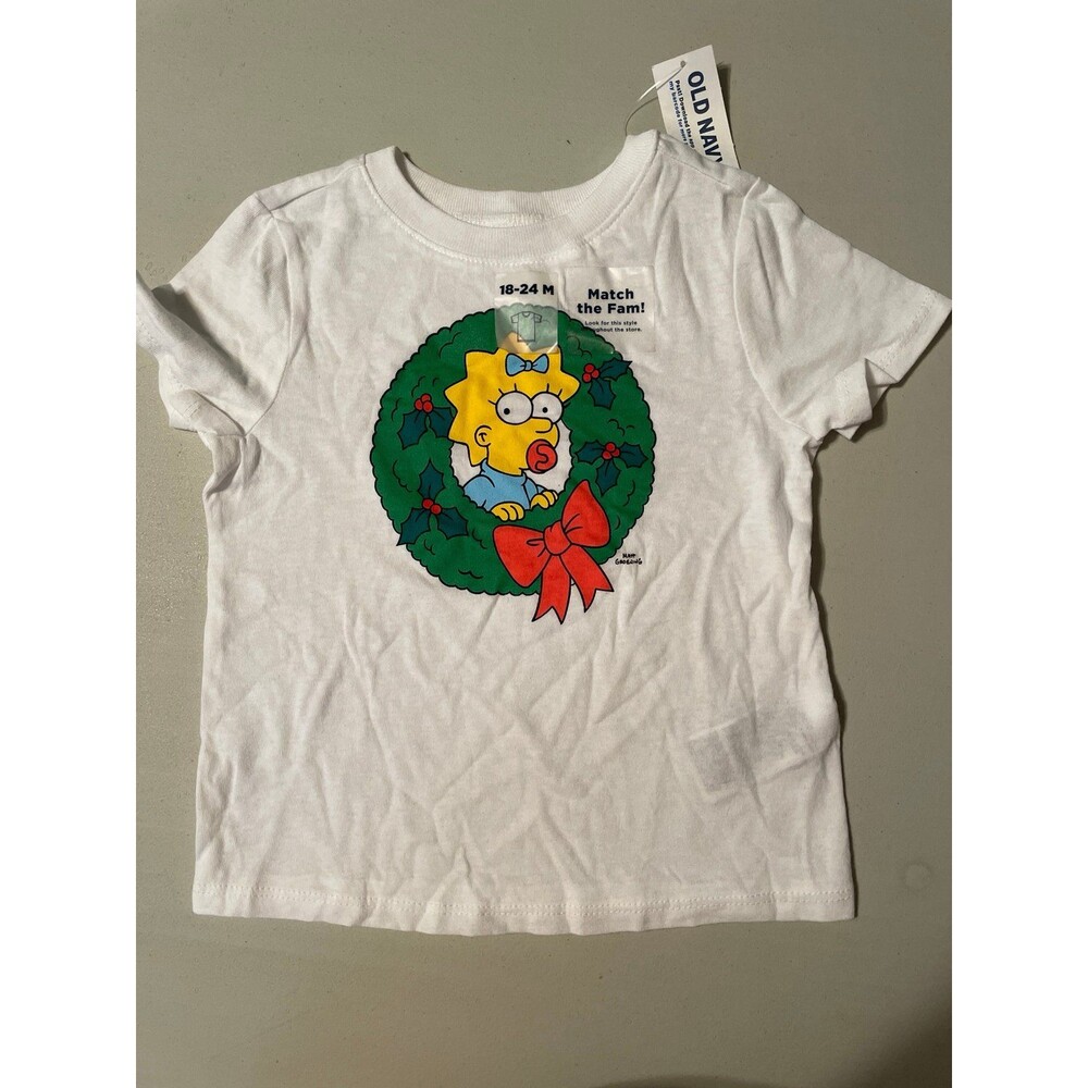 Old Navy Christmas Simpsons 18/24mon white tshirt NWT